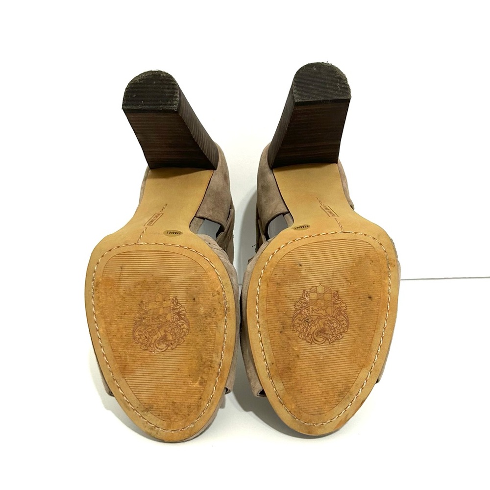 Vince Camuto Suede Open Toe Ankle Boots Taupe - Picture 4 of 5